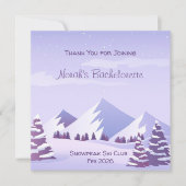 Winter Berg Junggesellinnenabschied personalisiert Dankeskarte (Vorderseite)