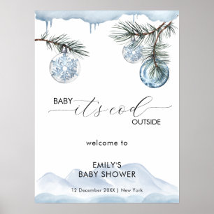 Winter-Berg-Schneeflocken-Baby-Shower-Willkommen  Poster