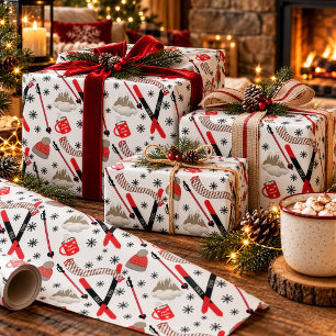 WInter Berg Skitrip Thema Muster Verpackung Pa Geschenkpapier