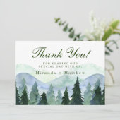 Winter-Bergbaum-Szene Hochzeit Danke Karten (Stehend Vorderseite)