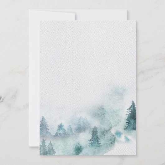 Winter Bergwald Rustikale Hochzeitseinladung Einladung (Rückseite)
