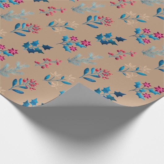 Winter berries and greenery Wrapping Paper roll Geschenkpapier (Ecke)