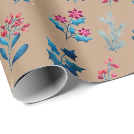 Winter berries and greenery Wrapping Paper roll Geschenkpapier (Rolleneckpunkt)