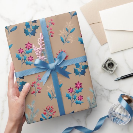 Winter berries and greenery Wrapping Paper roll Geschenkpapier