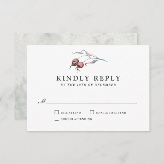Winter Berries Botanische Hochzeit RSVP (Vorne/Hinten)