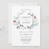 Winter Berries Botanischer Kranzbrand Einladung (Vorderseite)