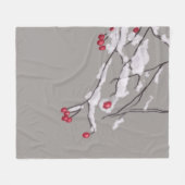 Winter Berries Branchen im Schnee bedeckt Fleecedecke (Vorderseite (Horizontal))