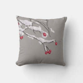 Winter Berries Branchen im Schnee bedeckt Kissen