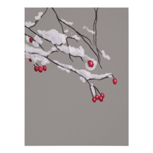 Winter Berries Branchen im Schnee bedeckt Poster (Vorderseite)