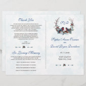 Winter Berries Bullfinch Wreath Wedding Program (Vorne/Hinten)