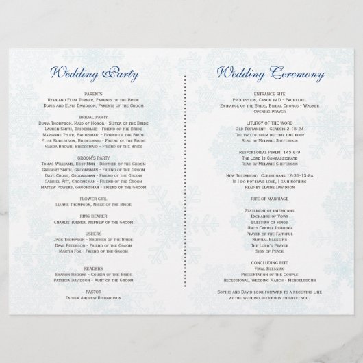 Winter Berries Bullfinch Wreath Wedding Program (Rückseite)