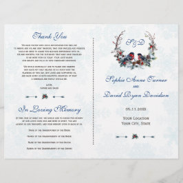 Winter Berries Bullfinch Wreath Wedding Program