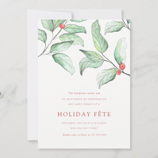 Winter Berries Feierlichkeiten Einladungen (Vorderseite)