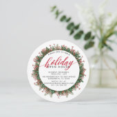 Winter Berries Festlicher Urlaub Open House Einladung (Stehend Vorderseite)