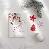 Winter Berries & Foliage Red & Green Brautparty Einladung