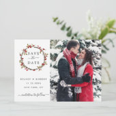 Winter Berries Foto Hochzeit speichern das Datum Save The Date (Stehend Vorderseite)