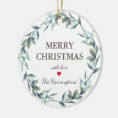 Winter Berries Frohe Weihnachtsferien Keramik Ornament (Links)