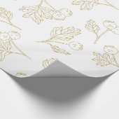 Winter Berries Gold White Christmas Geschenkpapier (Ecke)