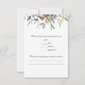 Winter Berries Green Foliage Reply RSVP Karte (Rückseite)