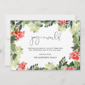 Winter Berries Green Frame Foto Weihnachtskarte (Rückseite)