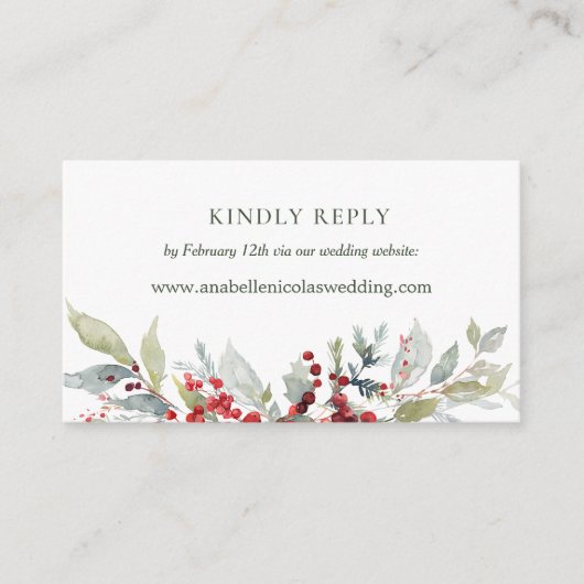 Winter Berries Greenerity Wedding Website UAWG Begleitkarte (Vorderseite)