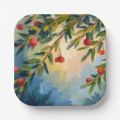 Winter Berries & Greenery | Feiertag Pappteller (Vorderseite)