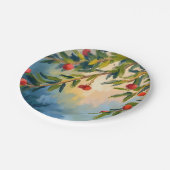 Winter Berries & Greenery | Feiertag Pappteller (Schrägansicht)