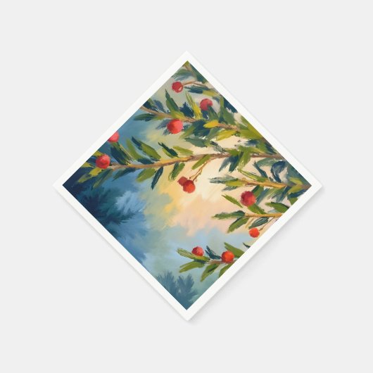 Winter Berries & Greenery | Feiertag Serviette (Ecke)