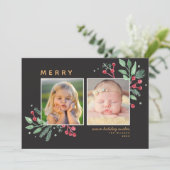 Winter Berries Greenery Frohe Weihnachten 2-Foto (Stehend Vorderseite)