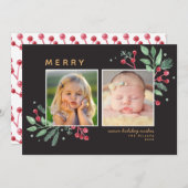 Winter Berries Greenery Frohe Weihnachten 2-Foto (Vorne/Hinten)