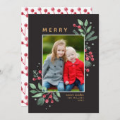 Winter Berries Greenery Frohe Weihnachtsfeier Foto (Vorne/Hinten)