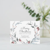 Winter Berries Greenery Holiday Wreath Neue Adress Ankündigungspostkarte (Stehend Vorderseite)