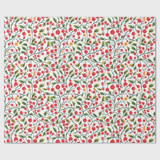 Winter Berries Greenery Watercolor Holiday Geschenkpapier (Flach)