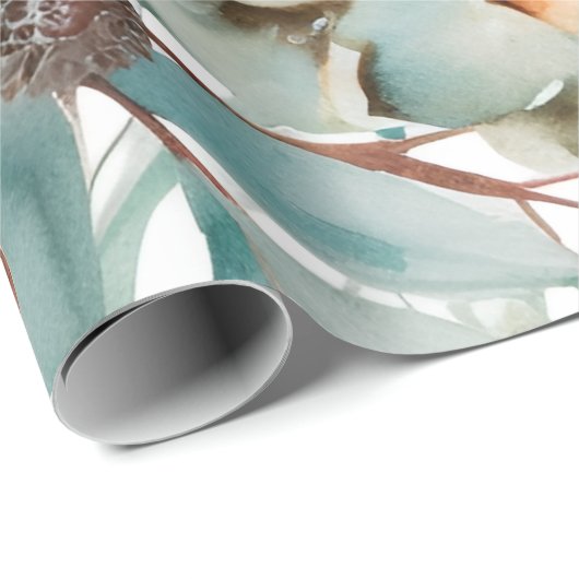 Winter Berries Greenery Watercolor Holiday Geschenkpapier (Rolleneckpunkt)