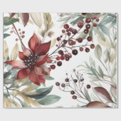 Winter Berries Greenery Watercolor Holiday Geschenkpapier (Flach)