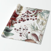 Winter Berries Greenery Watercolor Holiday Geschenkpapier (Ungerollt)