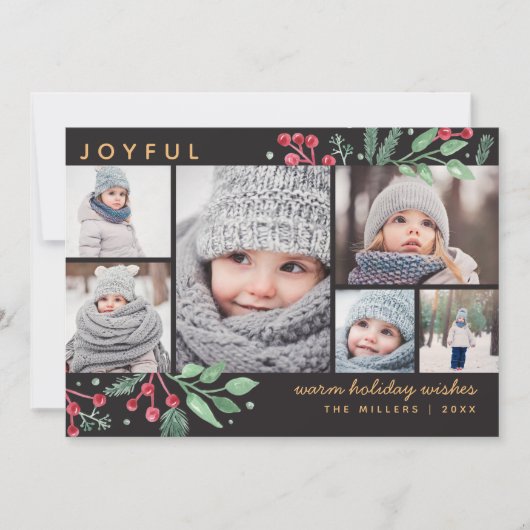 Winter Berries Grün Weihnachten Mehrjähriges Foto (Vorderseite)