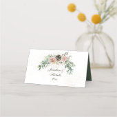 Winter Berries Grüne Vintage Gestaltung Platzkarte (Rückseite)