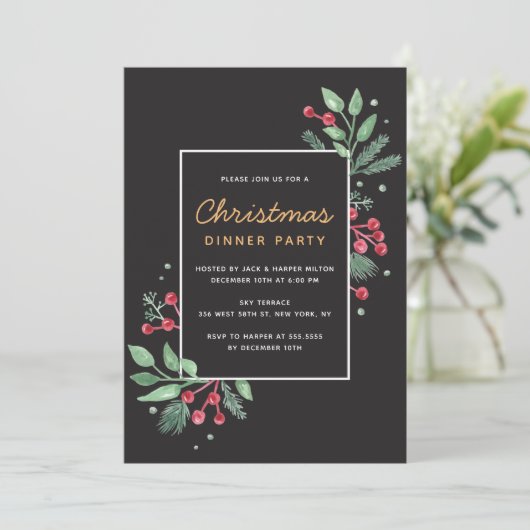 Winter Berries Grüne Weihnachtsfeier (Stehend Vorderseite)