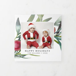 Winter Berries Heiligabend Dreifachfoto-Karte Dreifach Gefaltete Urlaubskarte