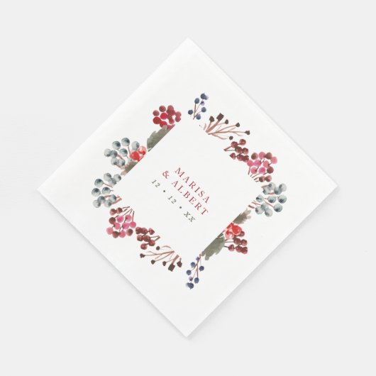 Winter Berries Hochzeit Serviette (Ecke)