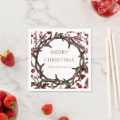 Winter Berries Holiday Wreath Frohe Weihnachten Serviette (Beispiel)