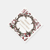 Winter Berries Holiday Wreath Frohe Weihnachten Serviette (Ecke)