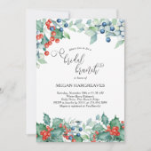 Winter Berries Holly Watercolor Bridal Brunch Einladung (Vorderseite)