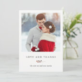 Winter Berries Liebe und dank Fotokarte Dankeskarte (Stehend Vorderseite)