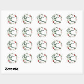 Winter Berries Monogram C Small Round Labels Runder Aufkleber (Blatt)