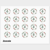 Winter Berries Monogram J Small Round Labels Runder Aufkleber (Blatt)