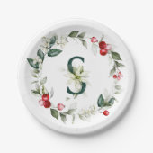 Winter Berries Monogram S Paper Plate Pappteller (Vorderseite)