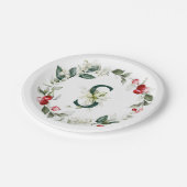Winter Berries Monogram S Paper Plate Pappteller (Schrägansicht)