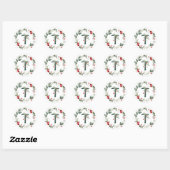 Winter Berries Monogram T Small Round Labels Runder Aufkleber (Blatt)